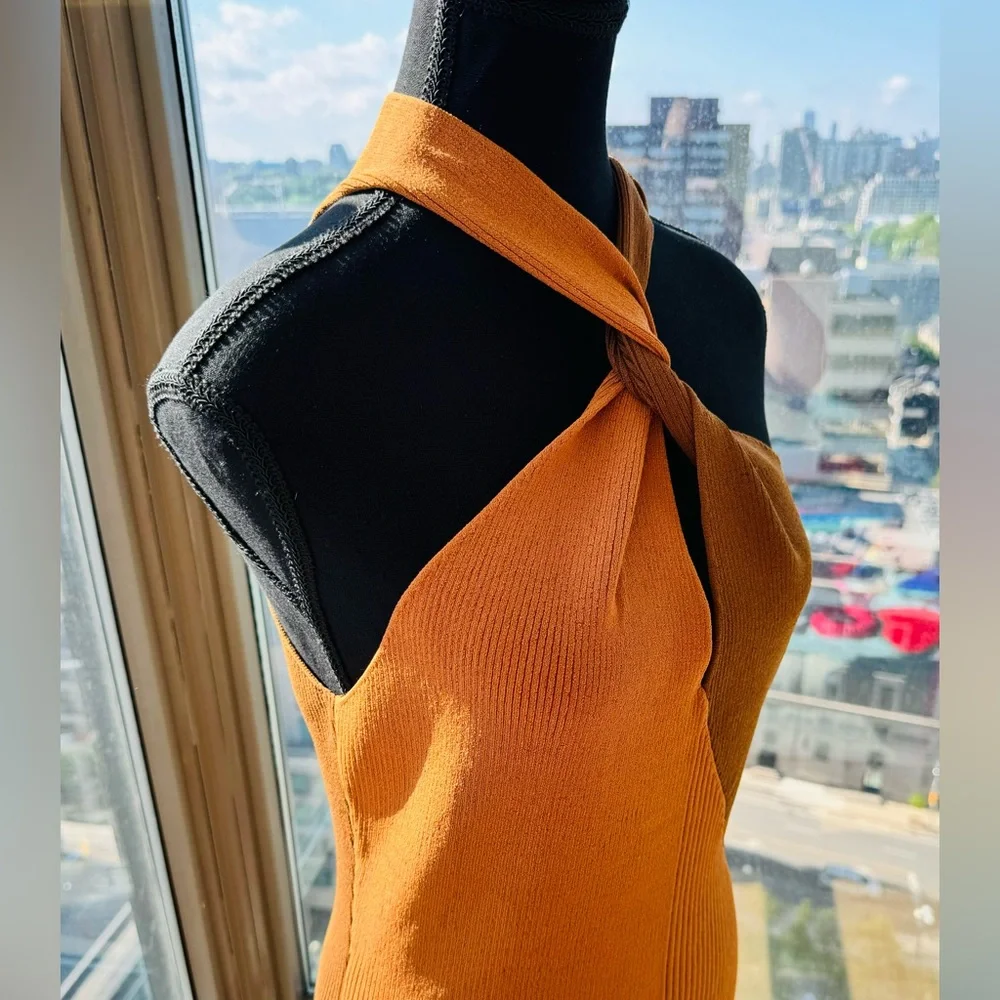 🆕 NICHOLAS 🧿 NWT Daija Twisted Two-Tone Ribbed Knit Midi Dress - Picture 6 of 16